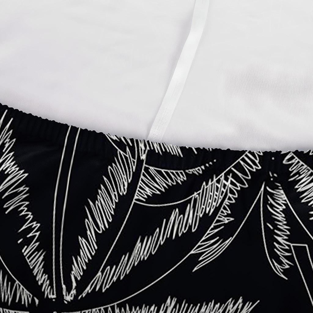 Black White Palm Tree Pattern Print Sofa Cover