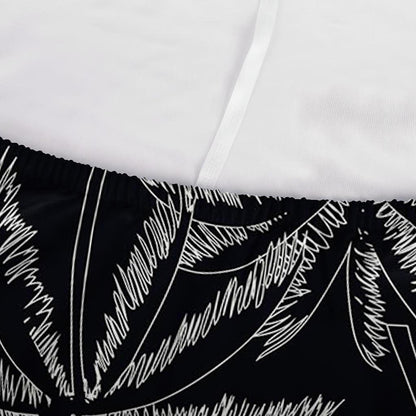 Black White Palm Tree Pattern Print Sofa Cover