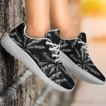 Black White Palm Tree Pattern Print Sport Shoes GearFrost