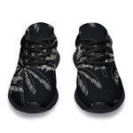 Black White Palm Tree Pattern Print Sport Shoes GearFrost