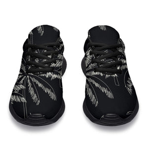 Black White Palm Tree Pattern Print Sport Shoes GearFrost