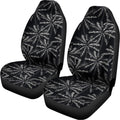 Black White Palm Tree Pattern Print Universal Fit Car Seat Covers