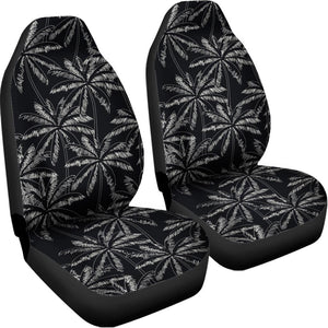 Black White Palm Tree Pattern Print Universal Fit Car Seat Covers