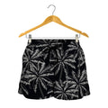 Black White Palm Tree Pattern Print Women's Shorts