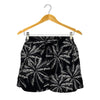 Black White Palm Tree Pattern Print Women's Shorts