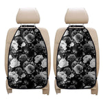 Black White Rose Floral Pattern Print Car Seat Organizers