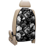 Black White Rose Floral Pattern Print Car Seat Organizers
