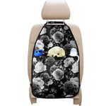 Black White Rose Floral Pattern Print Car Seat Organizers