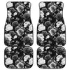 Black White Rose Floral Pattern Print Front and Back Car Floor Mats