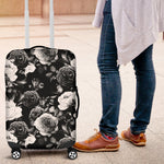 Black White Rose Floral Pattern Print Luggage Cover GearFrost