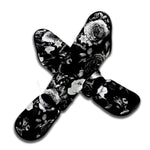 Black White Rose Floral Pattern Print Muay Thai Shin Guard