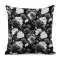 Black White Rose Floral Pattern Print Pillow Cover