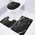 Black White Scratch Marble Print 3 Piece Bath Mat Set