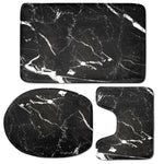 Black White Scratch Marble Print 3 Piece Bath Mat Set