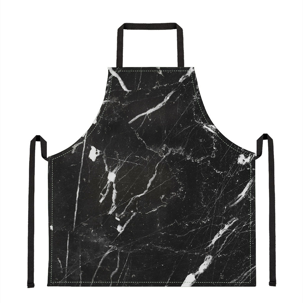 Black White Scratch Marble Print Apron
