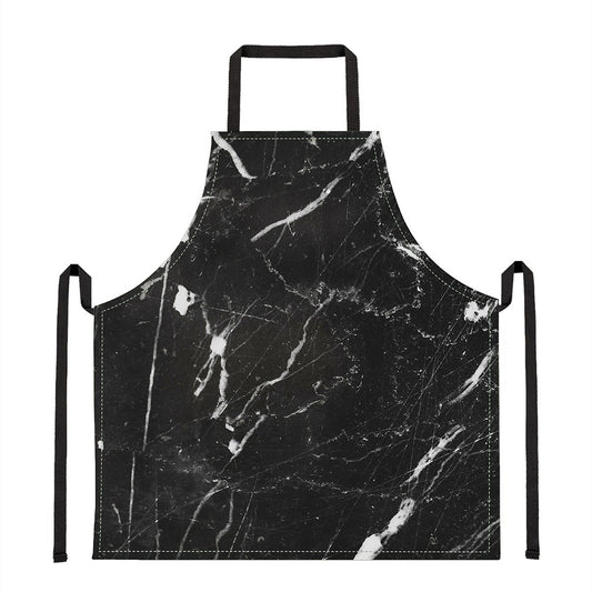 Black White Scratch Marble Print Apron