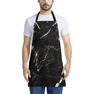 Black White Scratch Marble Print Apron