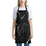 Black White Scratch Marble Print Apron