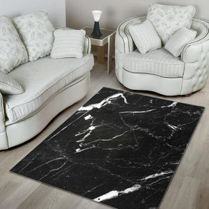 Black White Scratch Marble Print Area Rug GearFrost