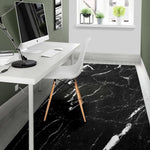 Black White Scratch Marble Print Area Rug GearFrost