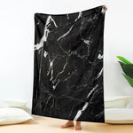 Black White Scratch Marble Print Blanket