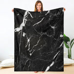 Black White Scratch Marble Print Blanket