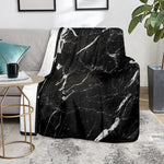Black White Scratch Marble Print Blanket