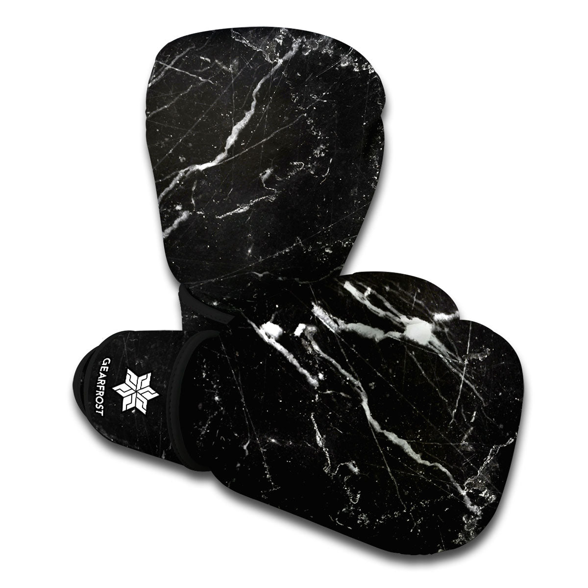 Black White Scratch Marble Print Boxing Gloves