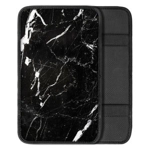 Black White Scratch Marble Print Car Center Console Cover