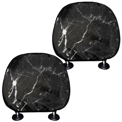 Black White Scratch Marble Print Car Headrest Covers