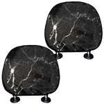 Black White Scratch Marble Print Car Headrest Covers
