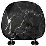 Black White Scratch Marble Print Car Headrest Covers