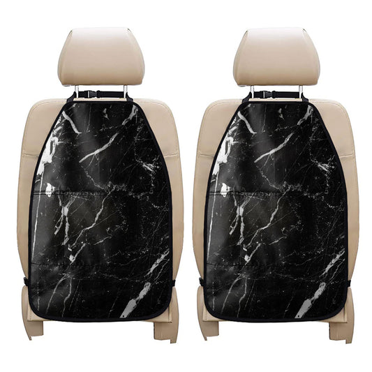 Black White Scratch Marble Print Car Seat Organizers