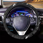 Black White Scratch Marble Print Car Steering Wheel Cover