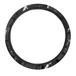 Black White Scratch Marble Print Car Steering Wheel Cover