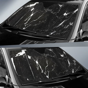 Black White Scratch Marble Print Car Sun Shade GearFrost