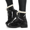 Black White Scratch Marble Print Comfy Boots GearFrost