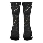 Black White Scratch Marble Print Crew Socks