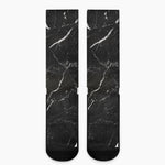 Black White Scratch Marble Print Crew Socks