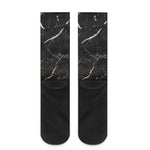 Black White Scratch Marble Print Crew Socks