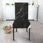 Black White Scratch Marble Print Dining Chair Slipcover