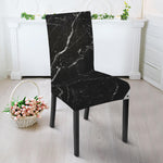 Black White Scratch Marble Print Dining Chair Slipcover