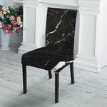 Black White Scratch Marble Print Dining Chair Slipcover