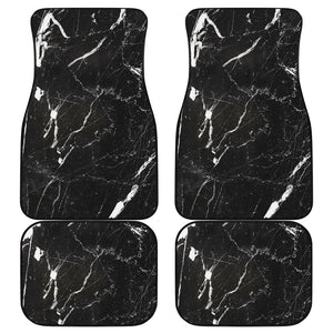 Black White Scratch Marble Print Front and Back Car Floor Mats