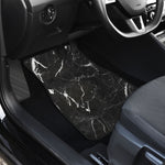 Black White Scratch Marble Print Front and Back Car Floor Mats