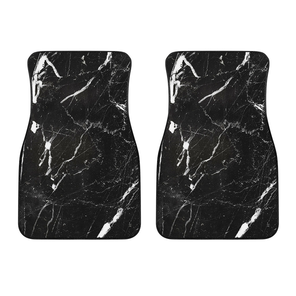 Black White Scratch Marble Print Front Car Floor Mats