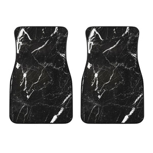 Black White Scratch Marble Print Front Car Floor Mats