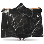 Black White Scratch Marble Print Hooded Blanket