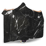 Black White Scratch Marble Print Hooded Blanket