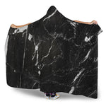 Black White Scratch Marble Print Hooded Blanket